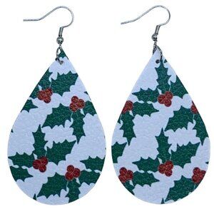 Faux Leather Teardrop Earrings Christmas
